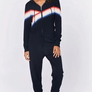 Madeline Thompson Women's Black 2 Pieces Set with Red and White Stripes